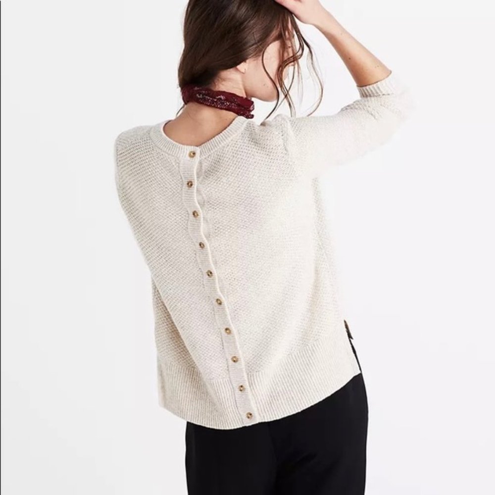 Madewell Backroad Button Down Back Sweater Beige M